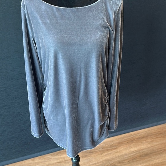 Soft Surroundings Charcoal Velour Long Sleeve Top - Picture 1 of 3